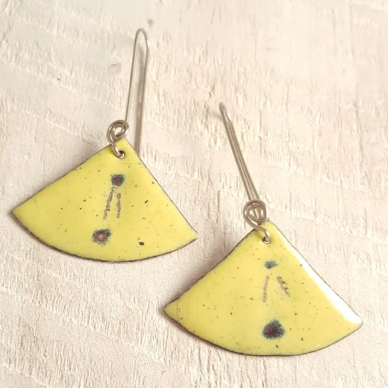 Handmade Resin Earrings For Fashion-Light Yellow Triangle Enamel Earrings