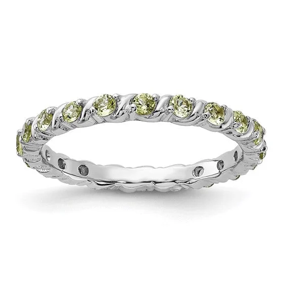 Unique Men’s Rings For Wedding Day-Sterling Silver Stackable Expressions Peridot Ring