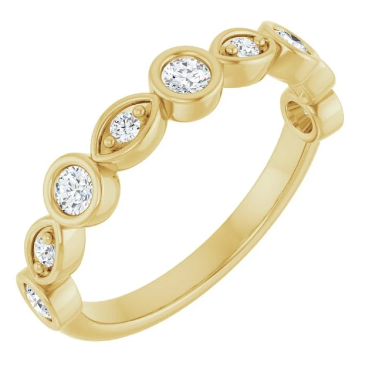 Classic Solitaire Rings For Minimalist Weddings-14K Yellow 1/3 CTW Lab-Grown Diamond  Anniversary Band