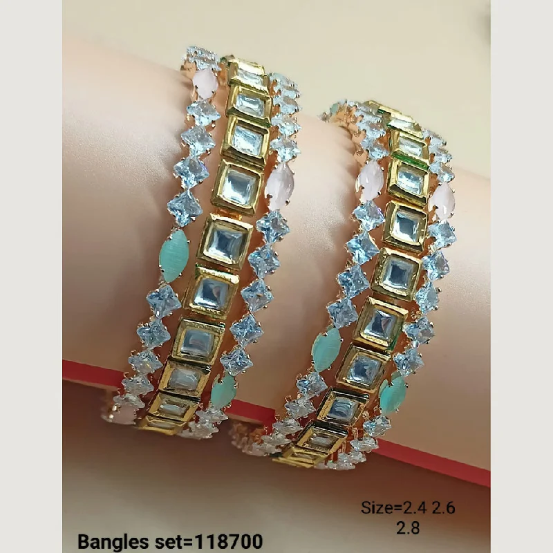 Personalized Wedding Bangles With Gemstones-Padmawati Bangles Gold Plated Ad Stone Bangles Set