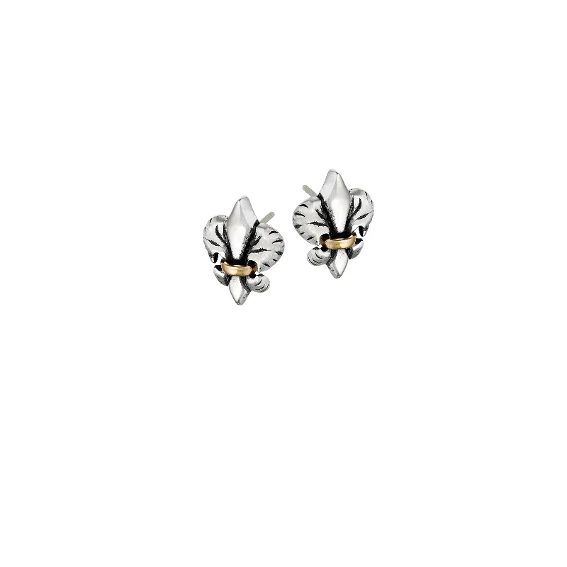 Classic Silver Earrings For Office Look-Tiger Lily Mini Two Tone Post Earrings