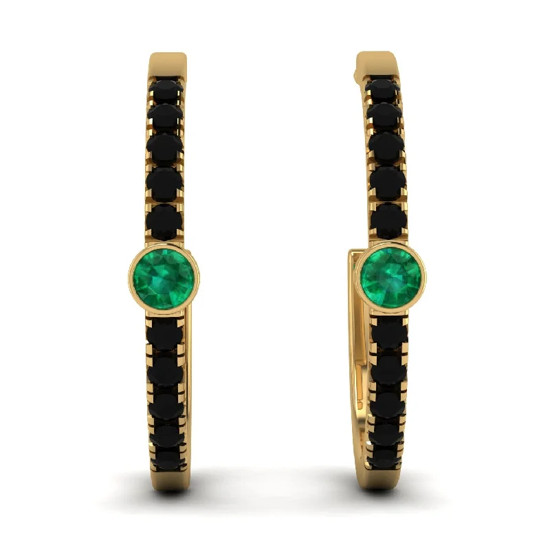 Trendy Earrings For Evening Wear-Hoop Emerald Earrings Micro Pave - Ansley No. 34