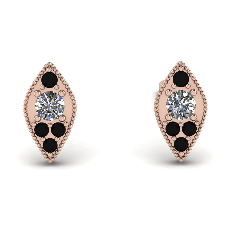 Simple Gold Earrings For Holiday Gifts-Milgrain Marquise Diamond Earrings - Faye No. 32