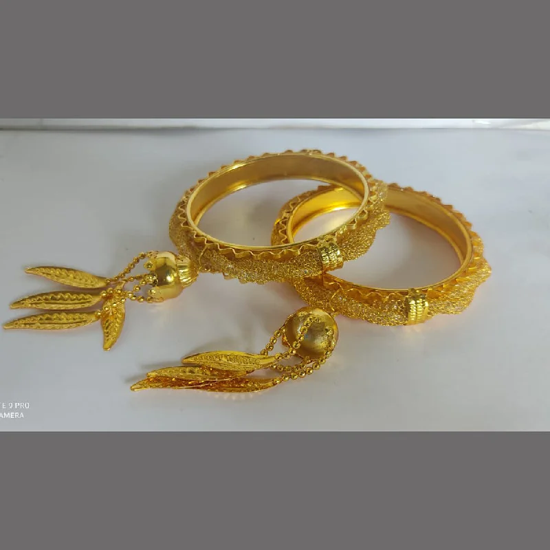 Simple Gold Wedding Bangles For Bridesmaids-Ravechi Art Gold Plated Bangles Set