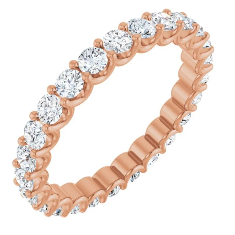 Trendy Wedding Bands With Sapphire Stones-14K Rose 1 3/8 CTW Lab-Grown Diamond  Eternity Band Size 5.5