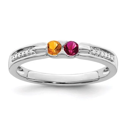 Custom Wedding Rings For Elegant Grooms-Genuine Diamond Mother's Family Birthstone Ring