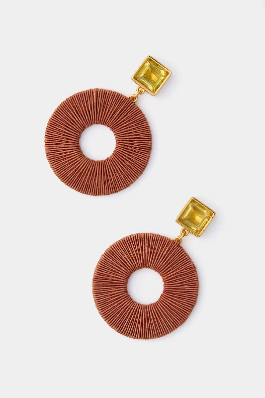 Minimalist Crystal Earrings For Office Look-Brown Palmier Earrings