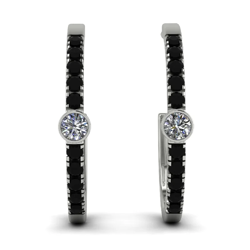 Large Hoop Earrings With Pearls-Hoop Diamond Earrings Micro Pave - Ansley No. 33