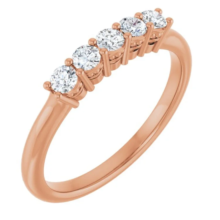 Simple Silver Rings For Daily Wear-14K Rose 1/3 CTW Lab-Grown Diamond  Anniversary Band