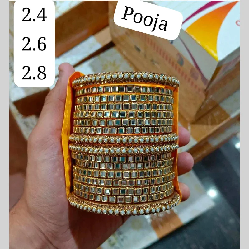 Elegant Gold Wedding Bangles For Bridesmaids-Pooja Bangles Gold Plated Bangles Set