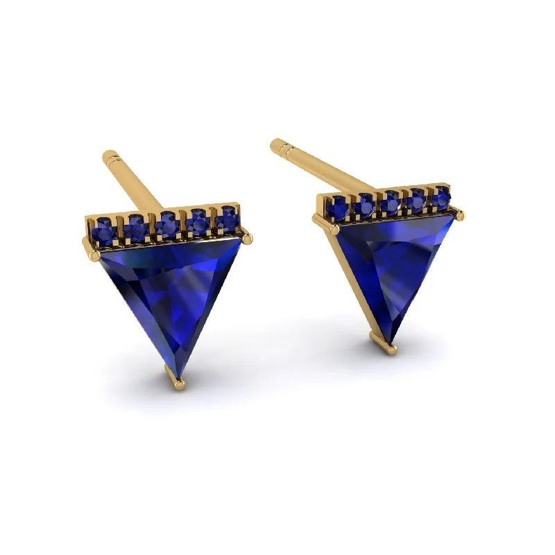 Fashionable Beaded Earrings For Spring-Triangle Sapphire Earrings Stud - Kairi No. 13