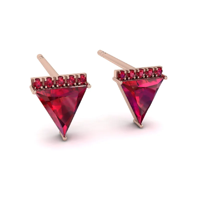 Boho Chic Earrings For Women-Triangle Ruby Earrings Stud - Kairi No. 11