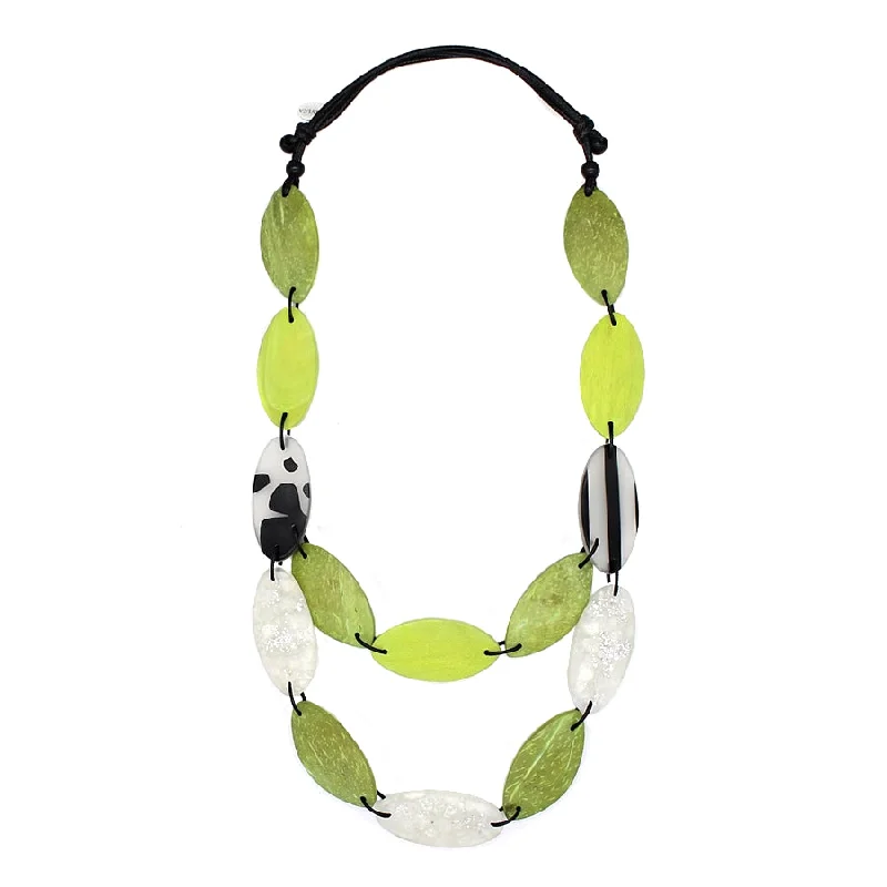 Elegant Pendant Necklace For Casual Wear-Lime Emerson Ellipse Bead Necklace