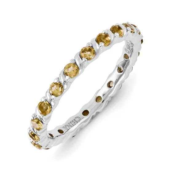 Sparkling Diamond Engagement Rings For Brides-Sterling Silver Stackable Expressions Citrine Ring