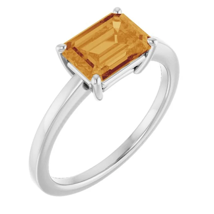 Simple Gold Engagement Rings For Minimalist Brides-Sterling Silver Natural Citrine Ring