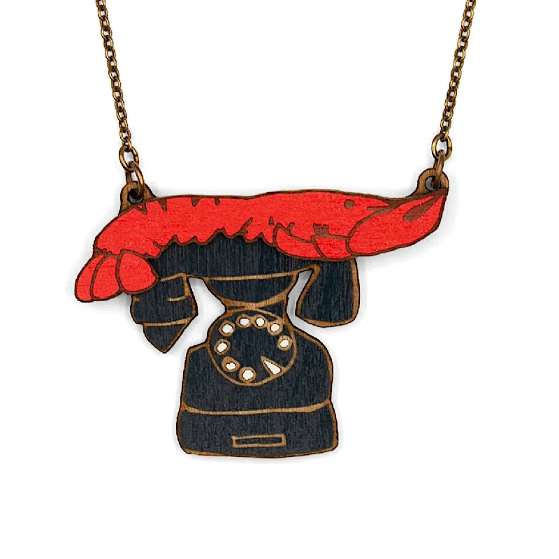 Long Gold Necklace For Boho Style-Lobster & Telephone Necklace