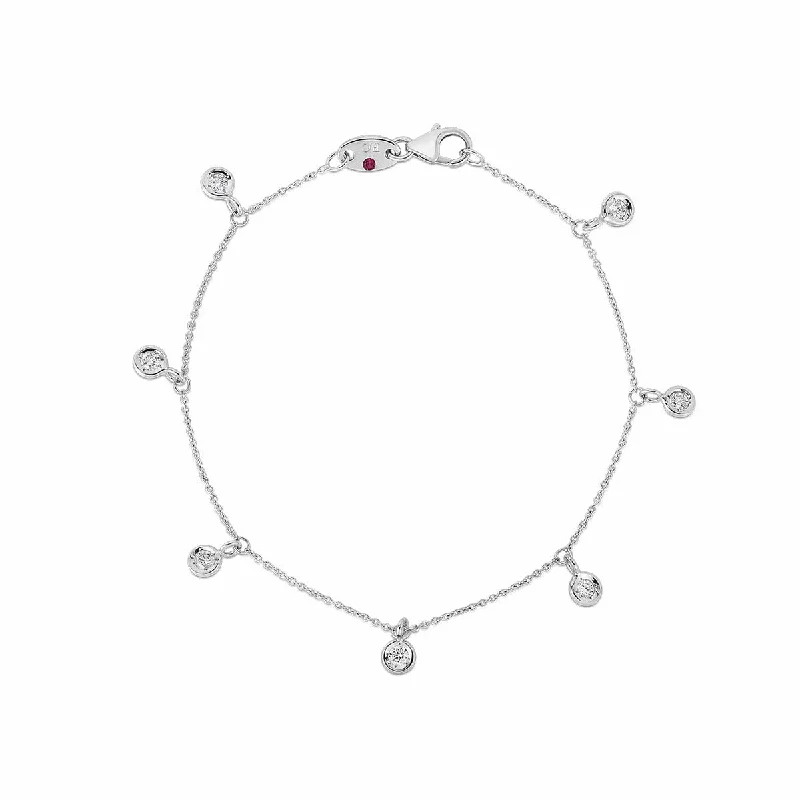 Fashion Bracelets With Engraving-18K 7 Station Dangling Diamond Bracelet