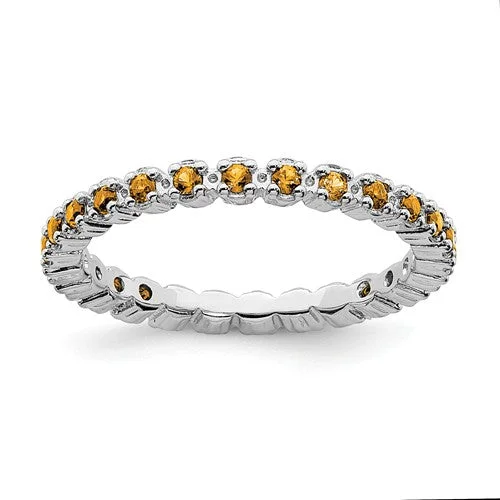 Custom Titanium Rings For Minimalist Weddings-Sterling Silver Stackable Expressions Citrine Eternity Ring