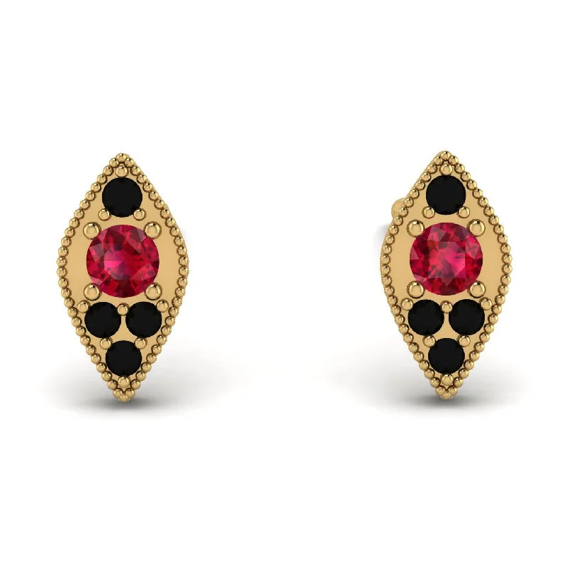 Unique Handmade Earrings For Women-Milgrain Marquise Ruby Earrings - Faye No. 40