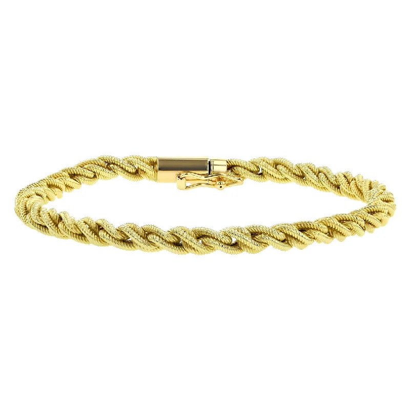 Elegant Gold Bracelets For Gifts-14K Yellow Gold Twist Rope Bracelet