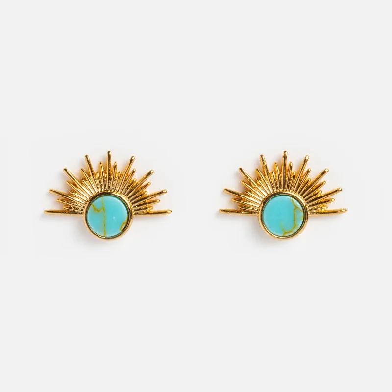 Personalized Name Earrings For Special Gifts-Turquoise Sunburst Studs