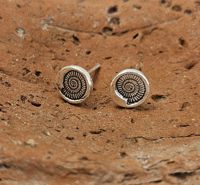 Personalized Earrings For Special Celebrations-Sterling Silver Ammonite Post Earrings