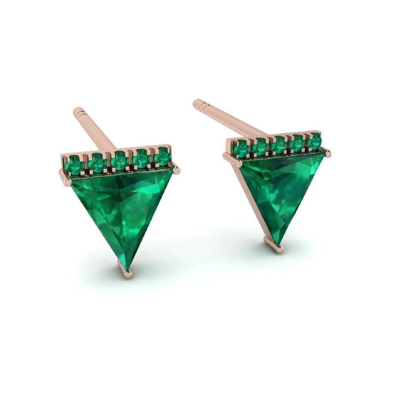 Custom Beaded Earrings For Bridesmaids-Triangle Emerald Earrings Stud - Kairi No. 5