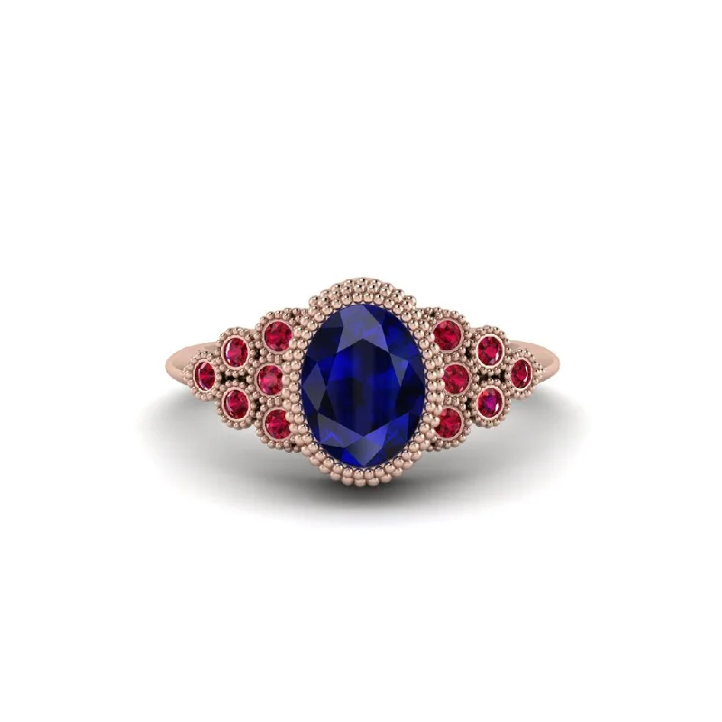 Trendy Wedding Rings For Modern Brides-Ruby Milgrain Beaded Bezel Engagement Ring - Stacy No. 59