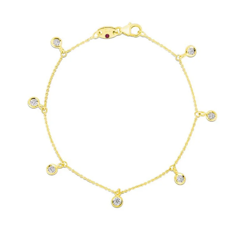 Delicate Diamond Bracelets-18K 7 Station Dangling Diamond Bracelet