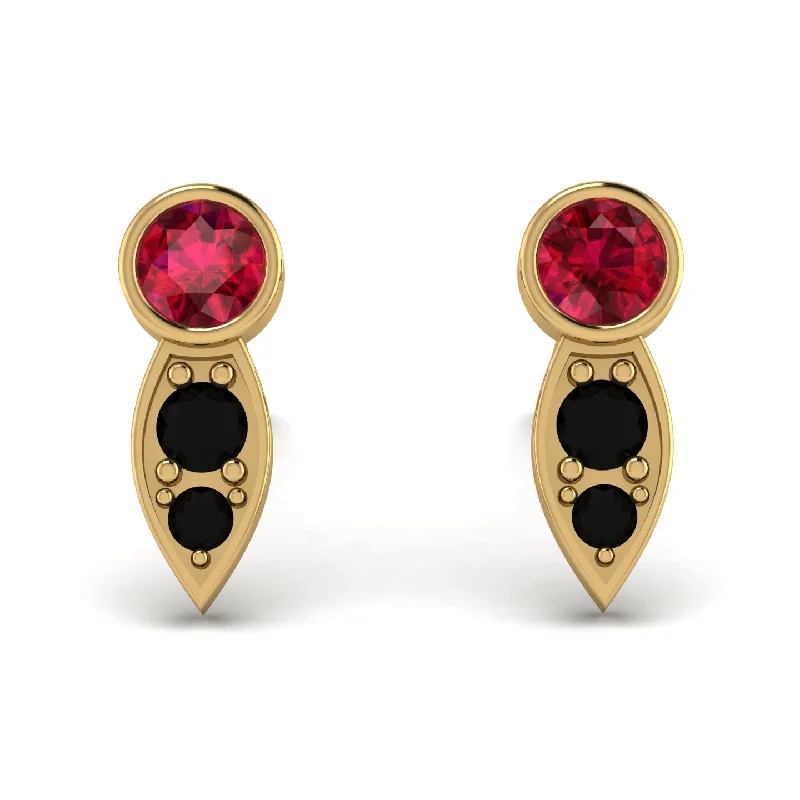 Large Gemstone Earrings For Evening Parties-Bezel Ruby Earrings In Pear Shaped - Aniya No. 40