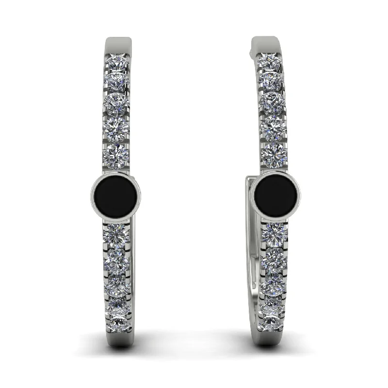 Modern Gold Earrings For Minimalist Style-Hoop Black Diamond Earrings Micro Pave - Ansley No. 9