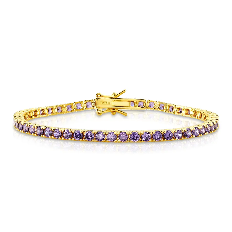 Sparkling Silver Bracelets For Special Occasions-TENNIS BRACELET PURPLE, GOLD BR