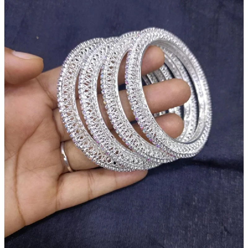 Elegant Diamond Bangles For Special Occasions-Akruti Collection Silver Plated Bangles Set