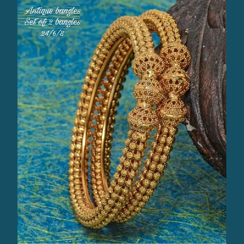 Unique Wedding Bangles With Gemstones For Brides-Sai Fashion Gold Plated Bangle Set