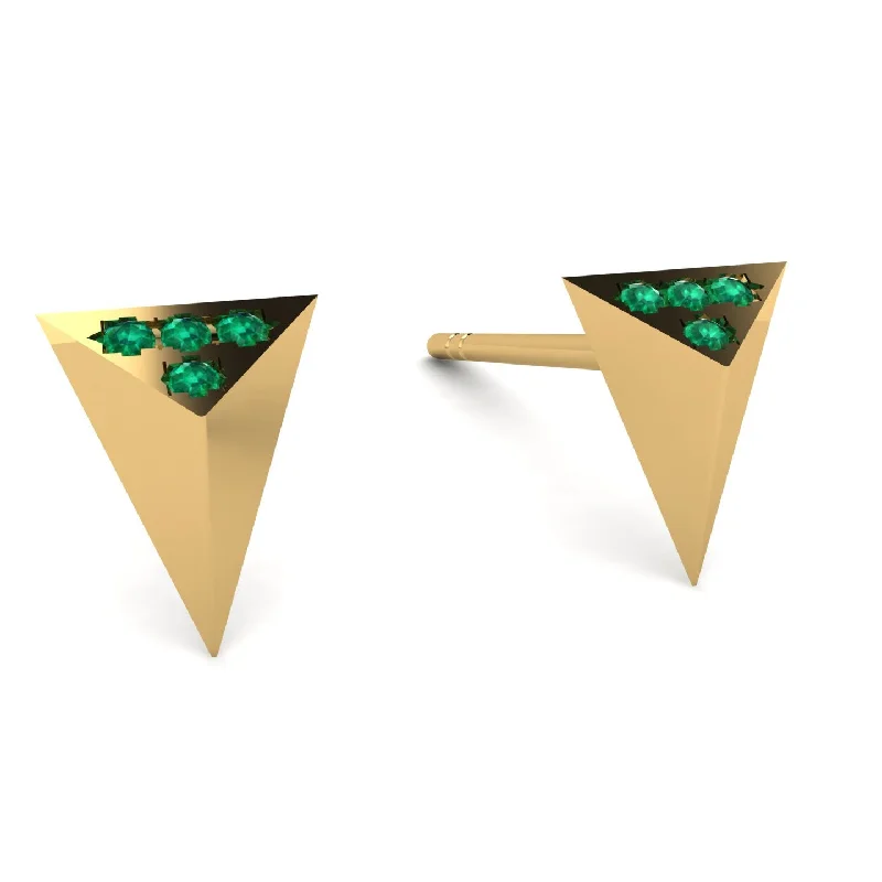 Classic Pearl Earrings For Special Occasions-Triangle Emerald Earrings - Livia No. 4