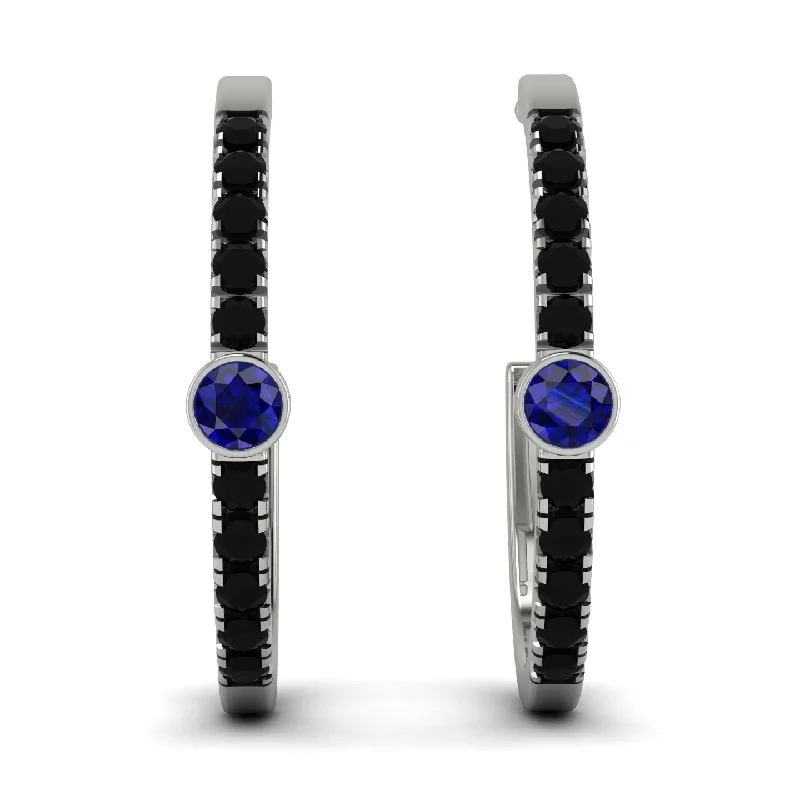 Boho Tassel Earrings For Unique Style-Hoop Sapphire Earrings Micro Pave - Ansley No. 45