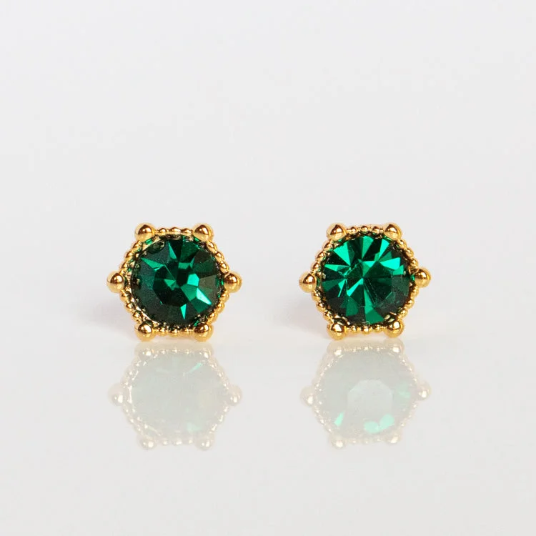 Large Earrings For Special Occasions-Astrid Stud Earrings in Emerald