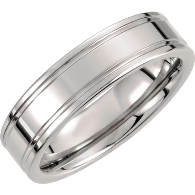 Simple Silver Rings For Daily Wear-Tungsten 6 mm Grooved Band Size 11