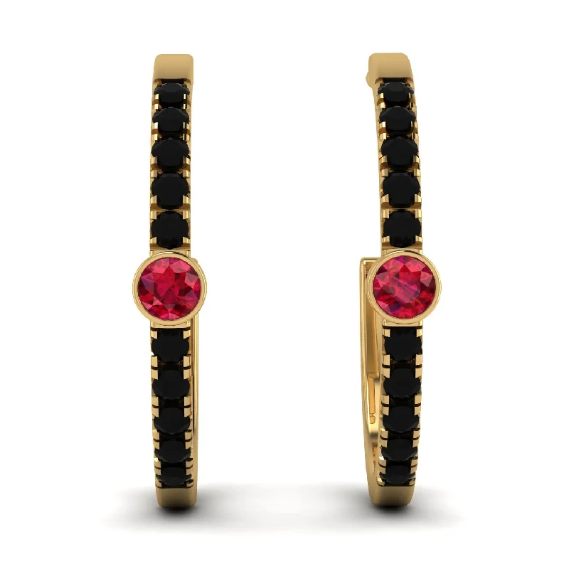 Handmade Resin Earrings For Fashion-Hoop Ruby Earrings Micro Pave - Ansley No. 40