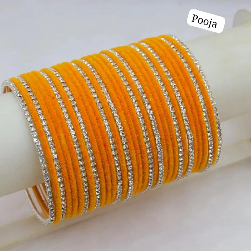 Elegant Diamond Bangles For Wedding Day Jewelry-Pooja Bangles Silver Plated Bangle Set