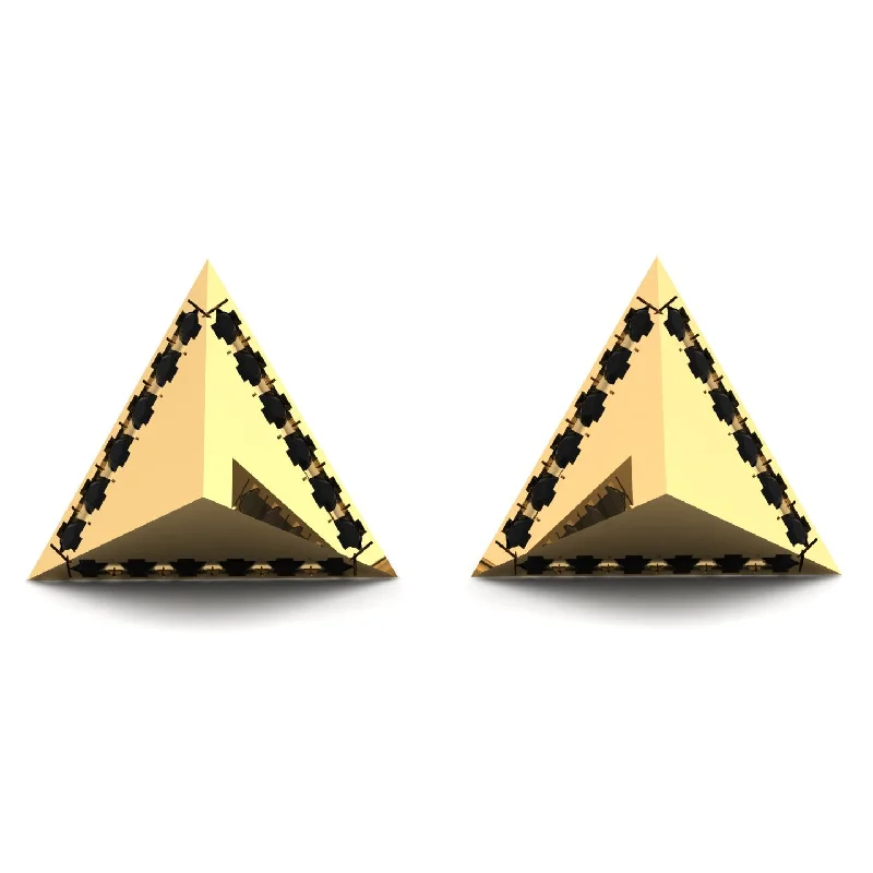 Unique Statement Earrings For Fashion-Triangle Black Diamond Earrings Geometrical - Milan No. 7