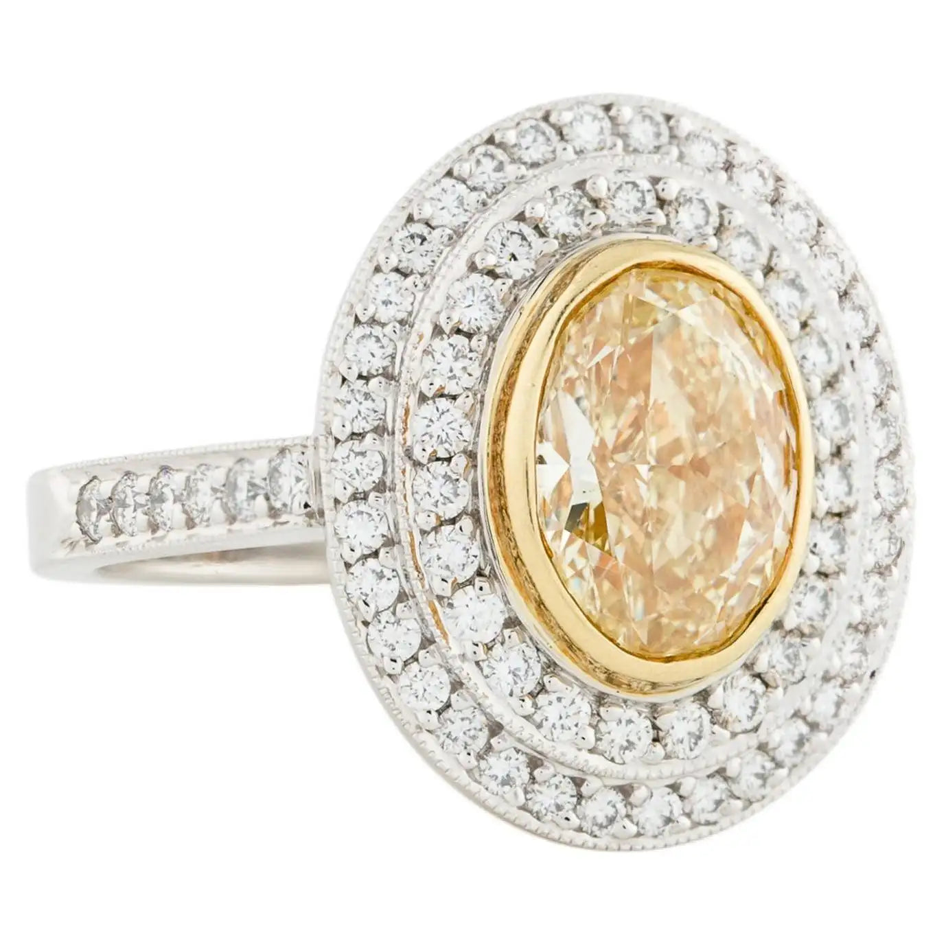 Luxury Gold Wedding Rings For Bridesmaids-Oval Yellow Diamond Ring