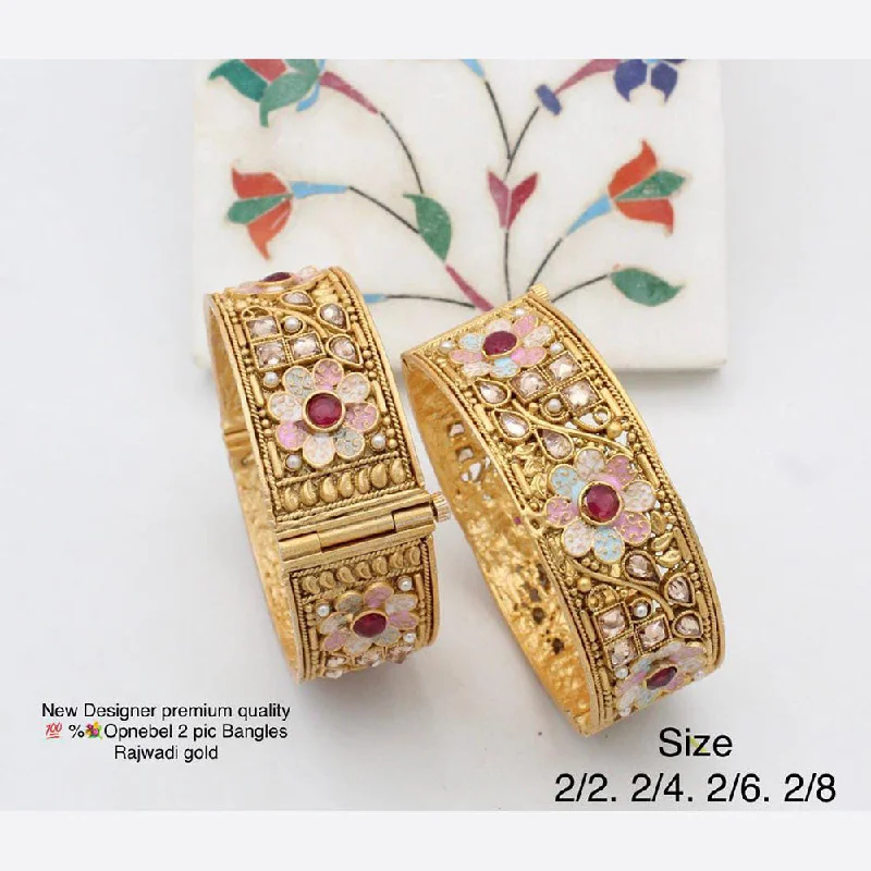 Elegant Custom Wedding Bangles For Brides-Pooja Bangles Gold Plated Bangles Set