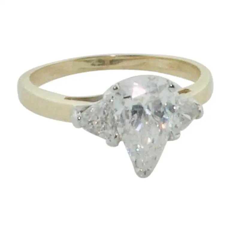 Simple Silver Engagement Rings For Brides-Pear Shape Diamond Engagement Ring 1.23 Carats GIA GVS2 in 18k Gold