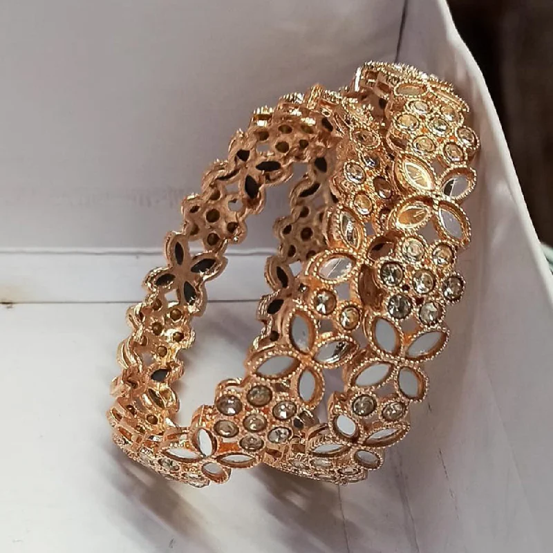 Simple Custom Bangles For Wedding Day Gifts-Pooja Bangles Rose Gold Plated Bangles Set