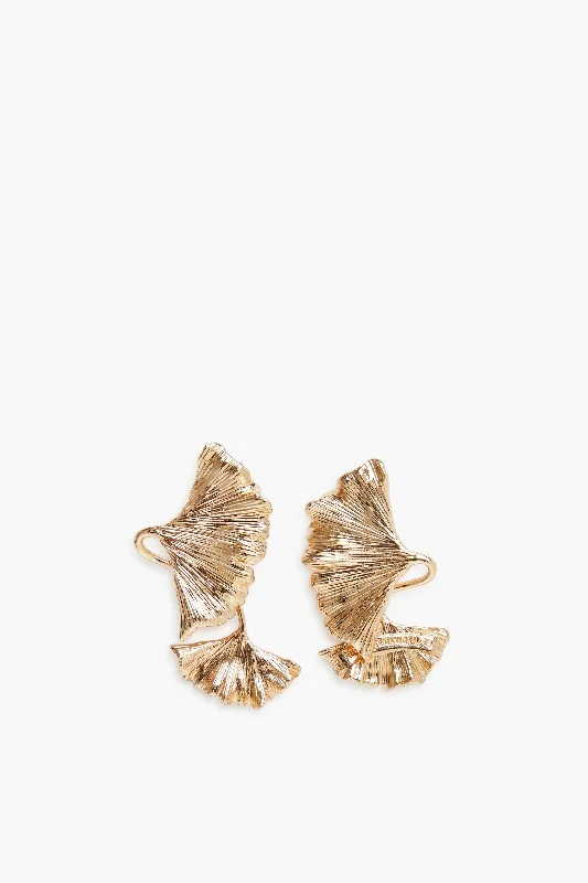 Trendy Earrings For Teen Girls-Gold Gingko Earrings