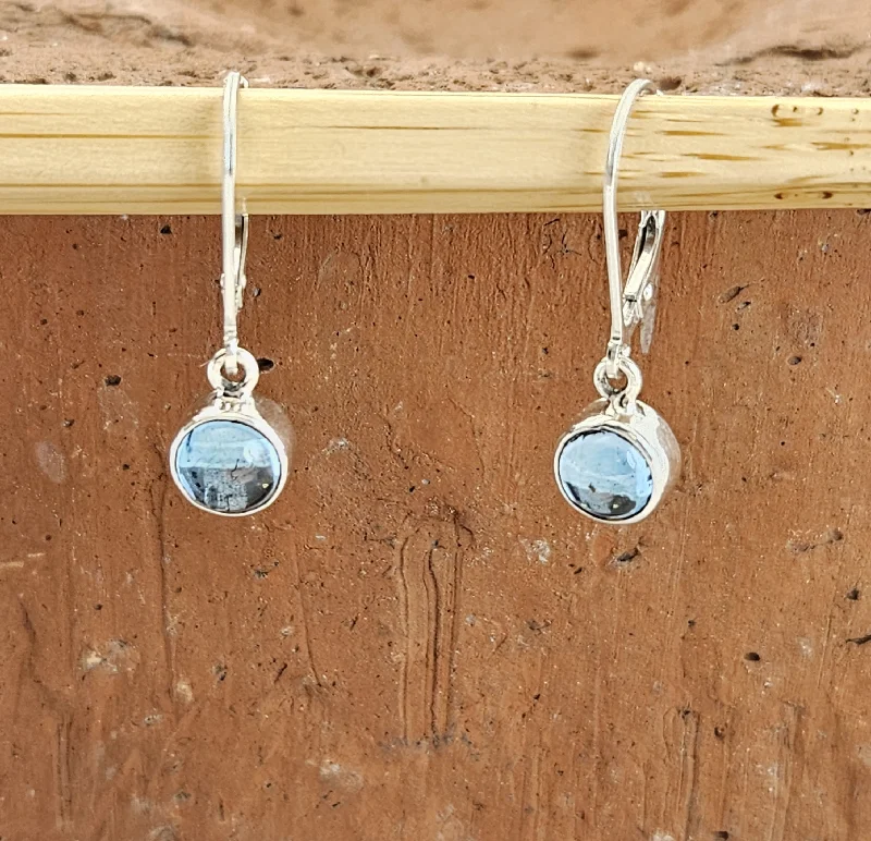 Custom Beaded Earrings For Bridesmaids-Sterling and Blue Topaz Drop Earrings with French Hook