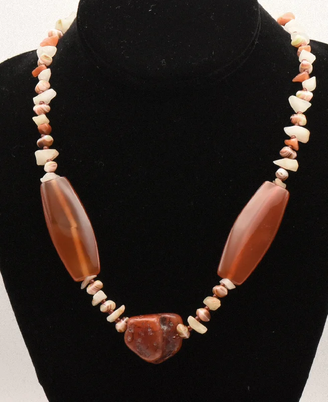 Simple Pendant Necklace For Casual Outfits-Vintage Carnelian Chunk Bead Necklace - 19.5"