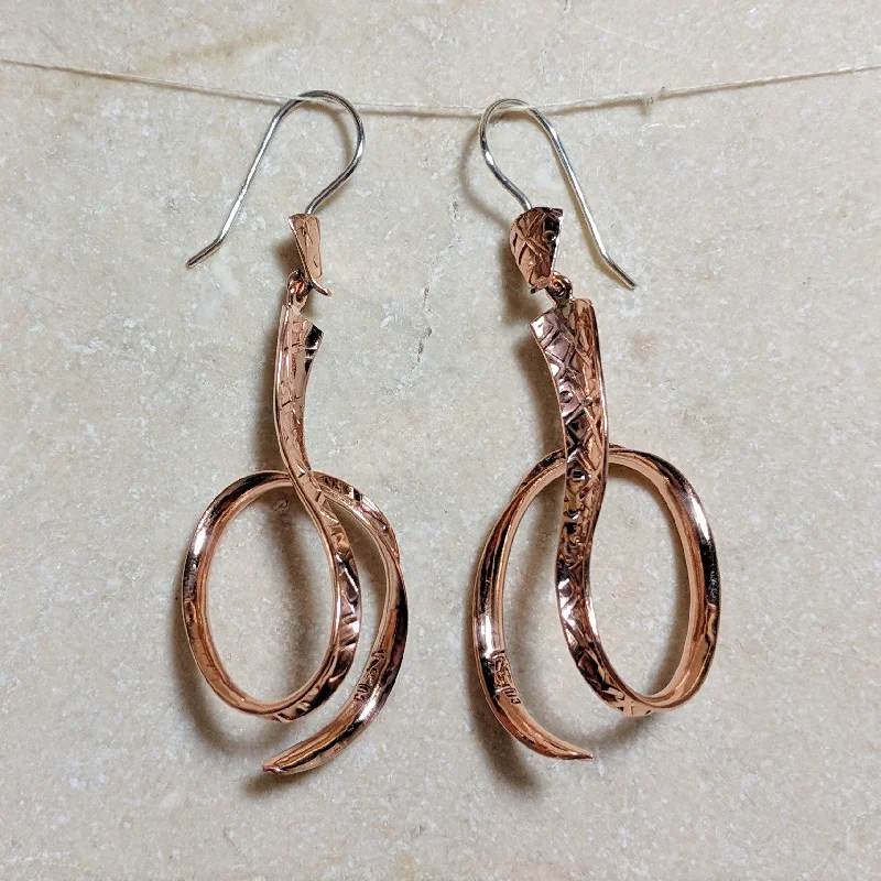 Silver Earrings For Bridesmaids Gifts-Copper Swirl Earrings