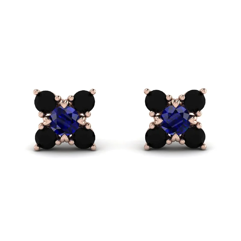 Stylish Earrings For Elegant Outfits-Geometrical 5 Sapphires Stud Earrings - Noa No. 44